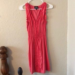 Boho coral mini dress sz M